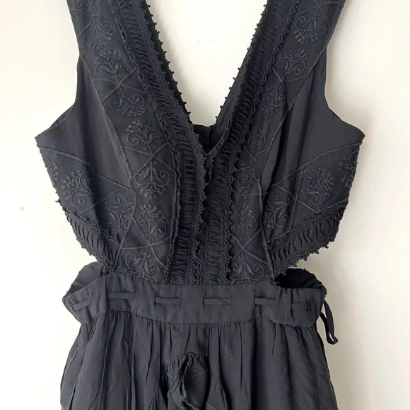 Free People Honeysuckle Rose Cut-Out Mini Dress Black Womems Size 6 **NWT** - Picture 7 of 8